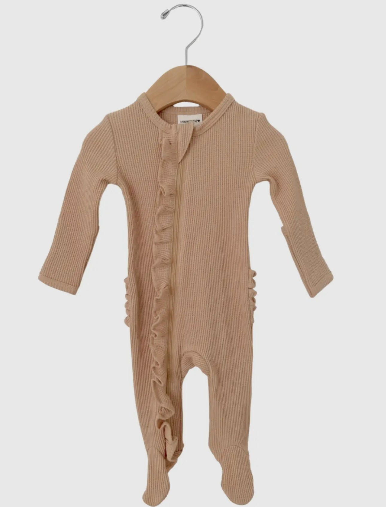 Organic Ruffle Waffle 2-Way Zip, Tan