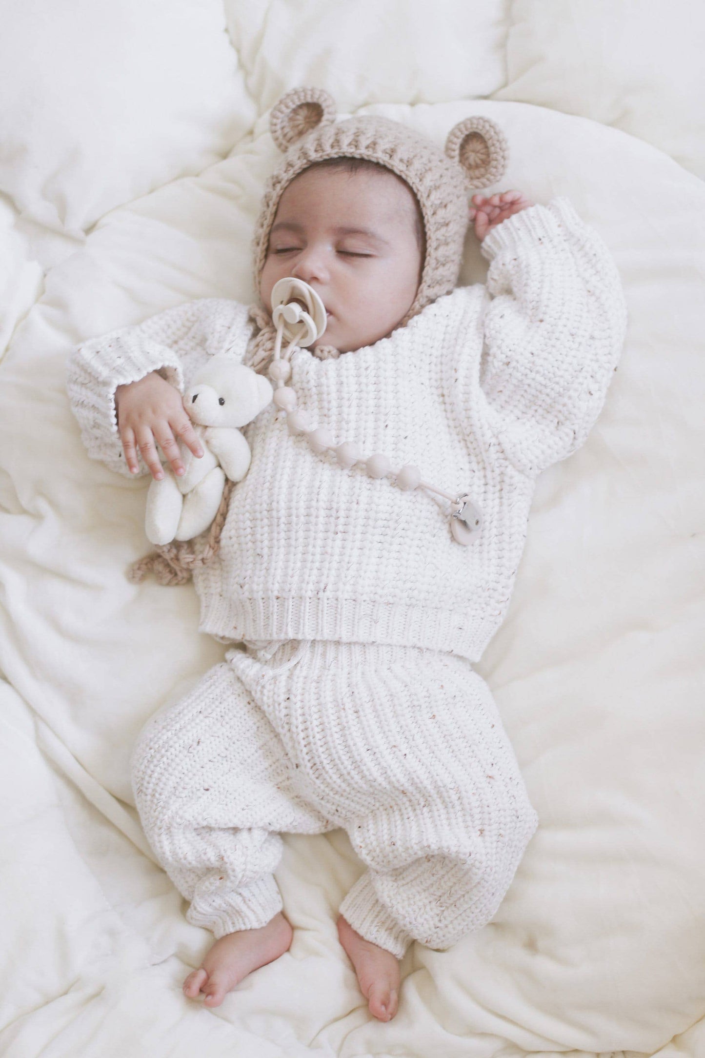 Baby Chunky Knit Braided Sweater: Taupe / 2/3T
