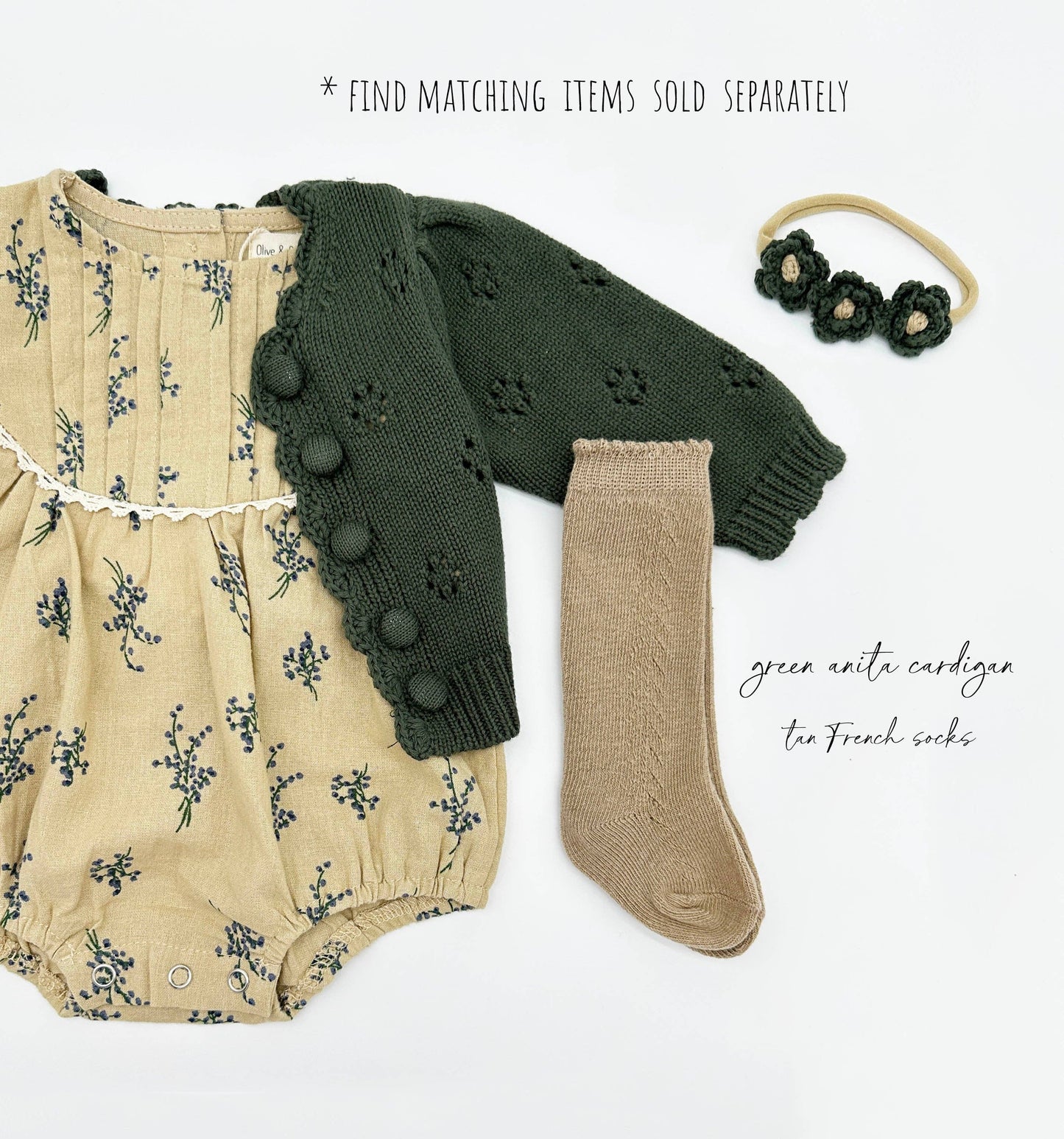 Mabel Long Sleeve Romper: Romper 2pc + Green Socks