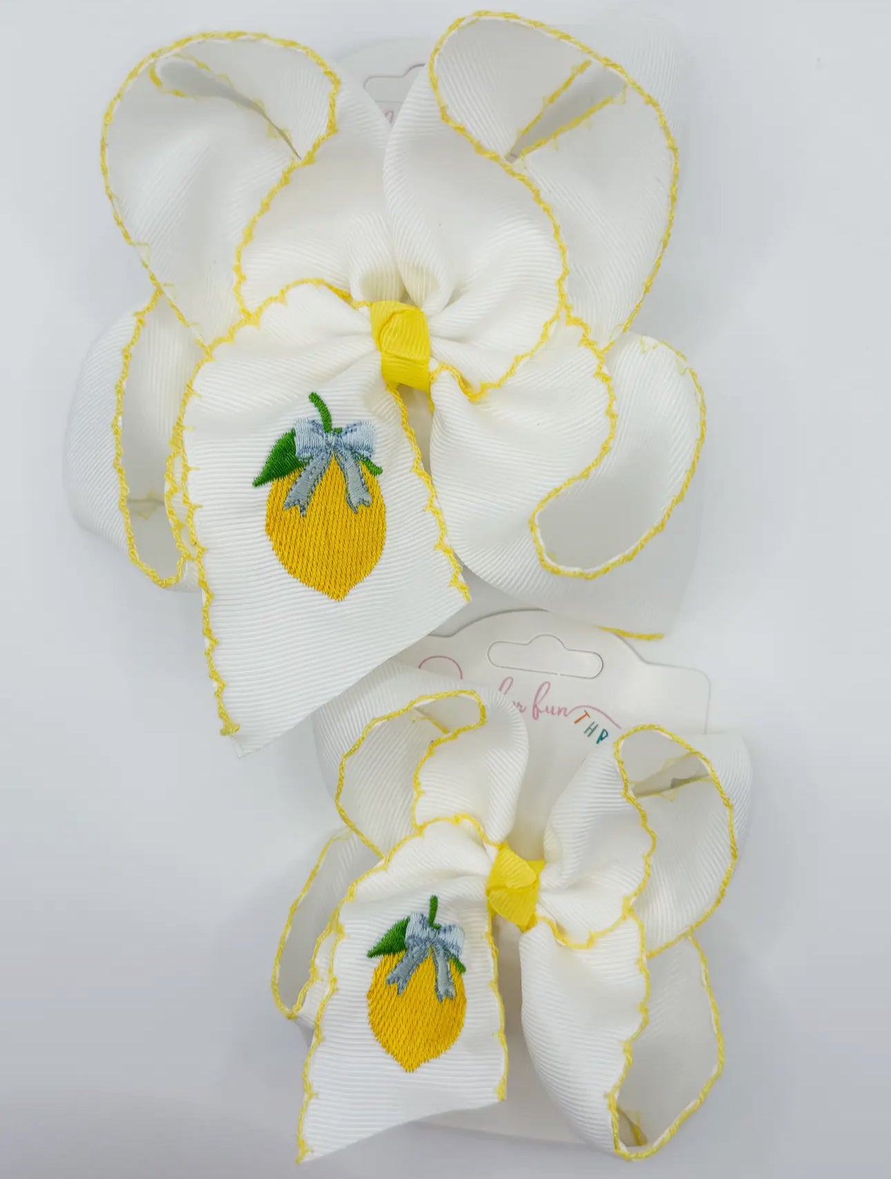 Lemon Embroidered Hair Bow