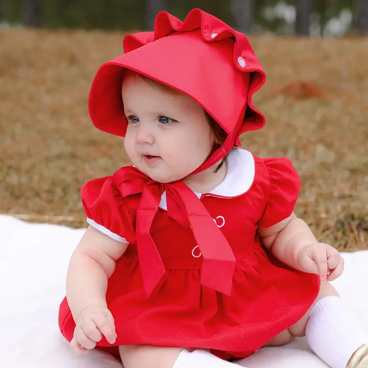 Southern Style Baby Bonnet (RED) The Dainty Gray Smock Co. Southern Style Baby Bonnet (RED) The Dainty Gray Smock Co.