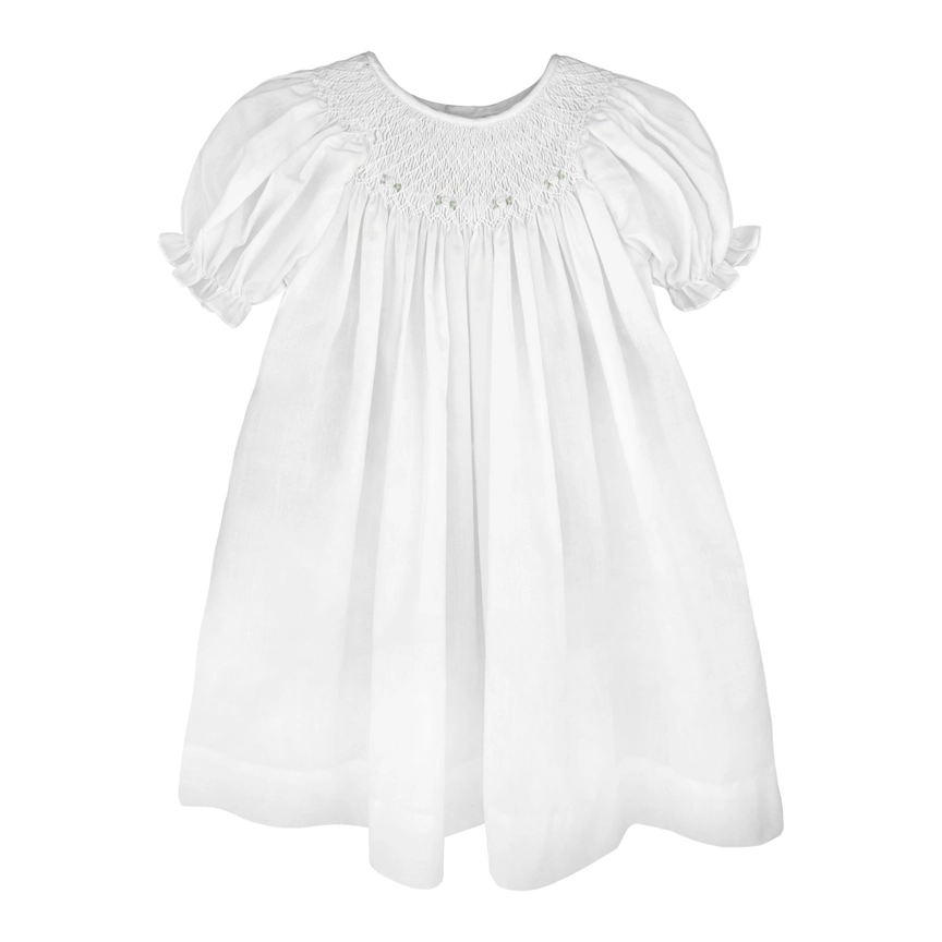 Smocked Daygown with Raglan Embroidery (WHITE)