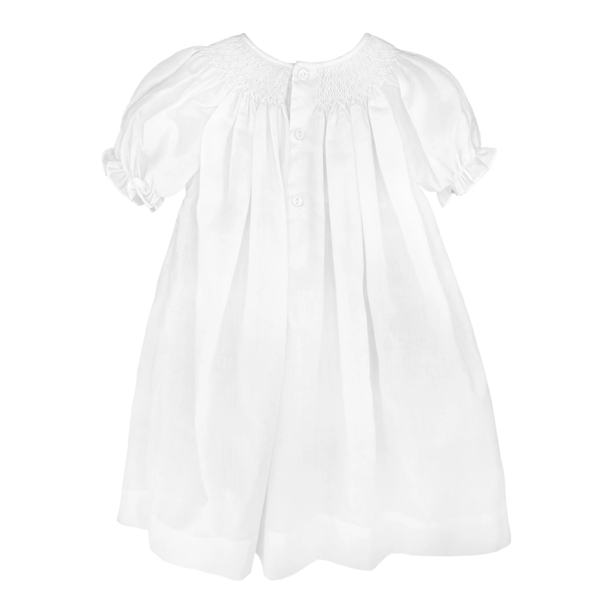 Smocked Daygown with Raglan Embroidery (WHITE)