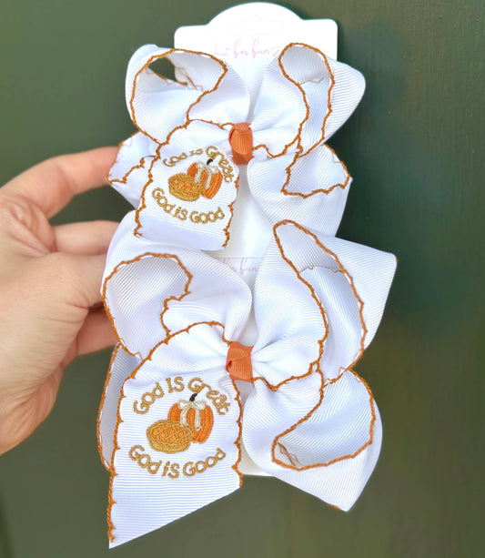 God Is Great, God Is Good Hair Bow: 5 inch