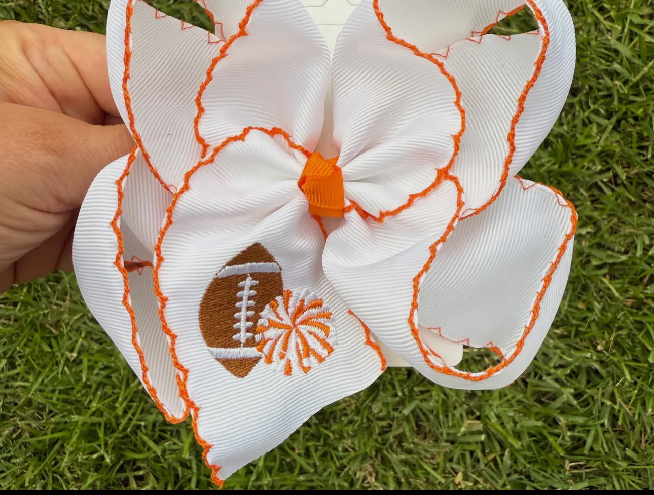 Kick-Off Cuties Football Embroidered Hair Bow