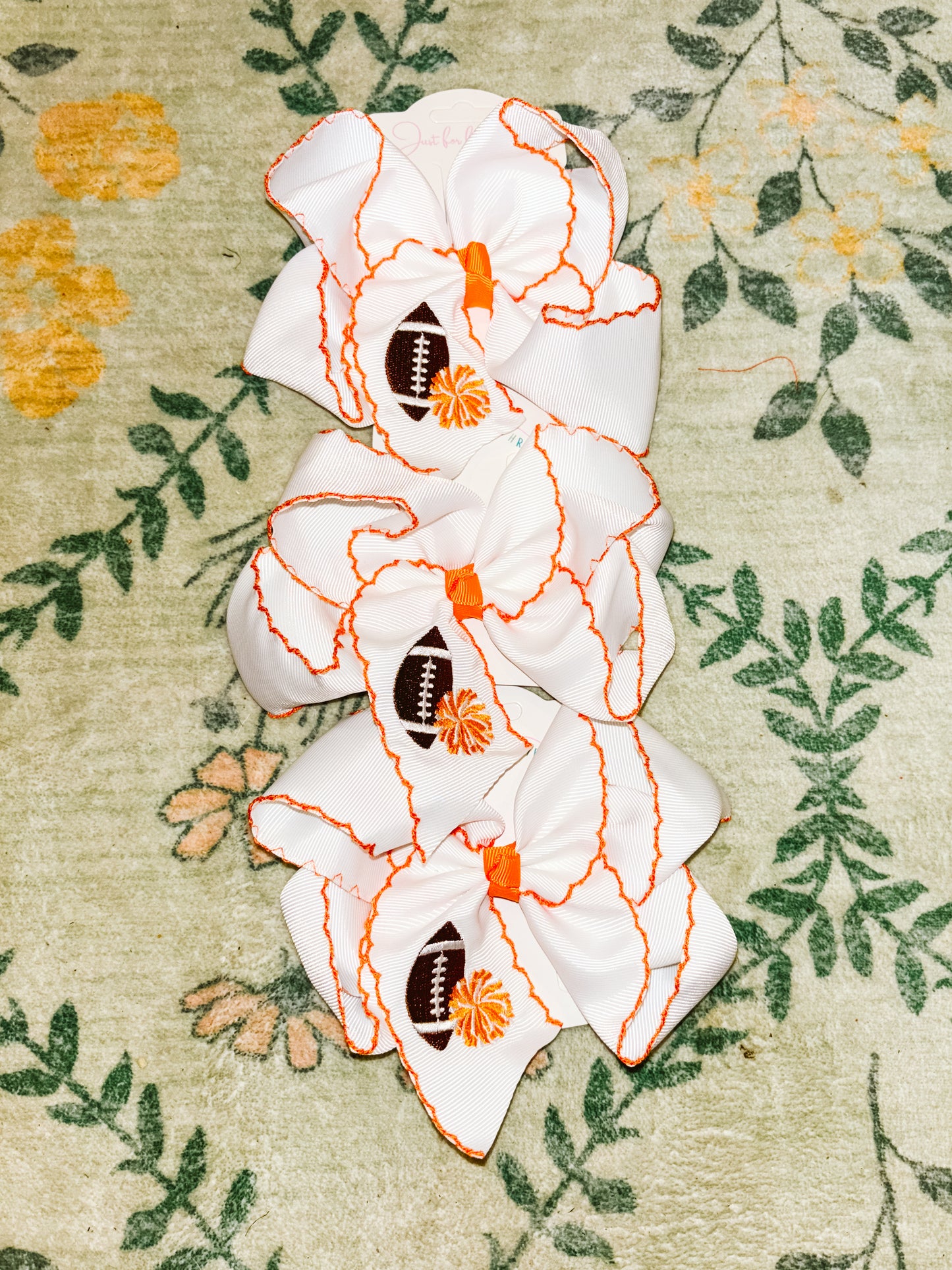 Kick-Off Cuties Football Embroidered Hair Bow