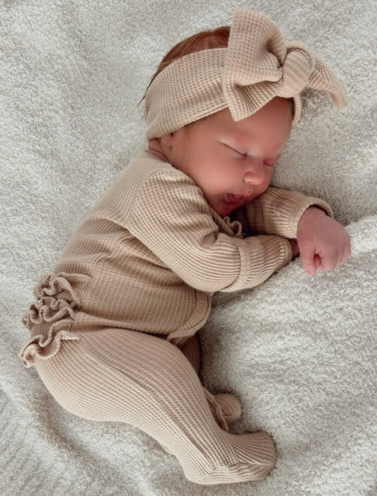 Organic Ruffle Waffle 2-Way Zip, Tan