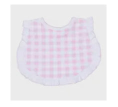 Pink Gingham Ruffle Bib