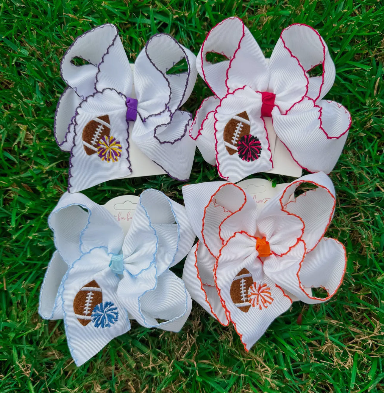 Kick-Off Cuties Football Embroidered Hair Bow