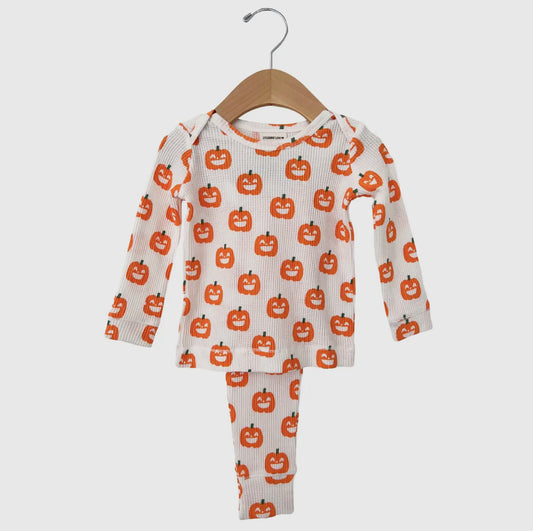 Organic Waffle Pant Set, Jack-o-Lantern