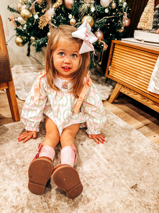 Preppy Pastel Christmas Nutcracker Smock Bubble