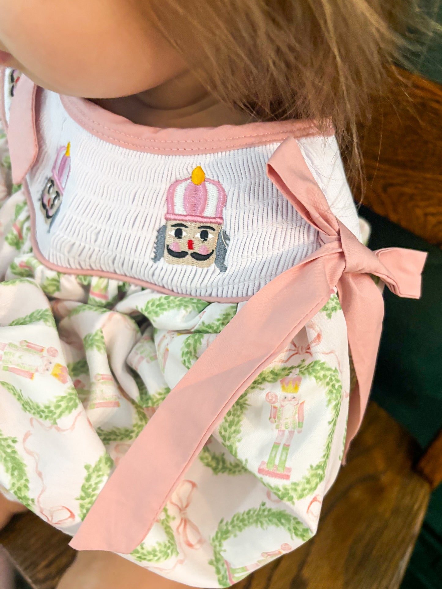 Preppy Pastel Christmas Nutcracker Smock Bubble