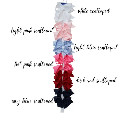 Navy Blue Scalloped 4 inch Bow