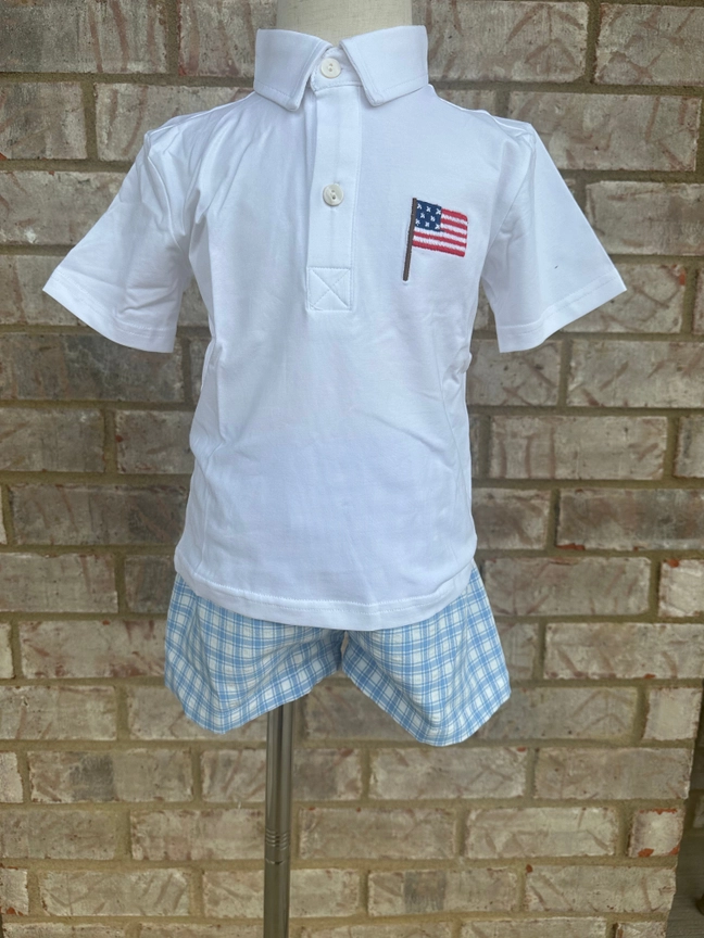 American Flag Polo Short Set Boys