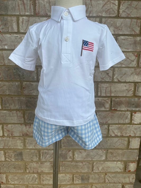 American Flag Polo Short Set Boys