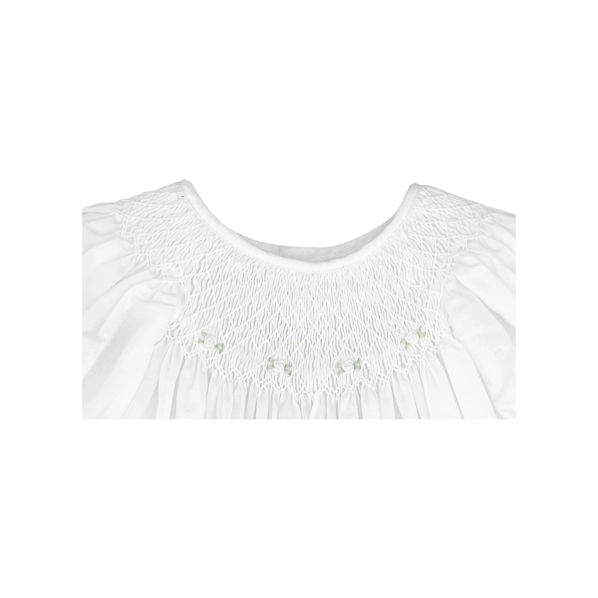 Smocked Daygown with Raglan Embroidery (WHITE)