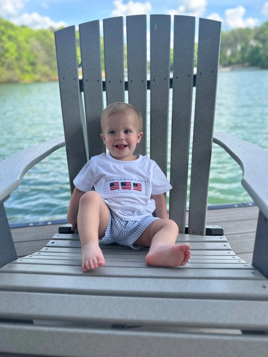 Smocked Flag Short Set - Boys